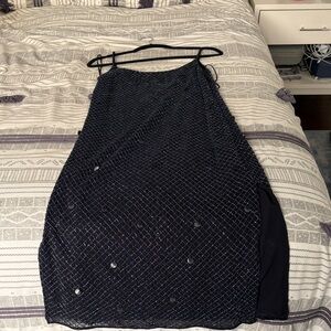 Elie Tahari Black Sequin Midi Dress